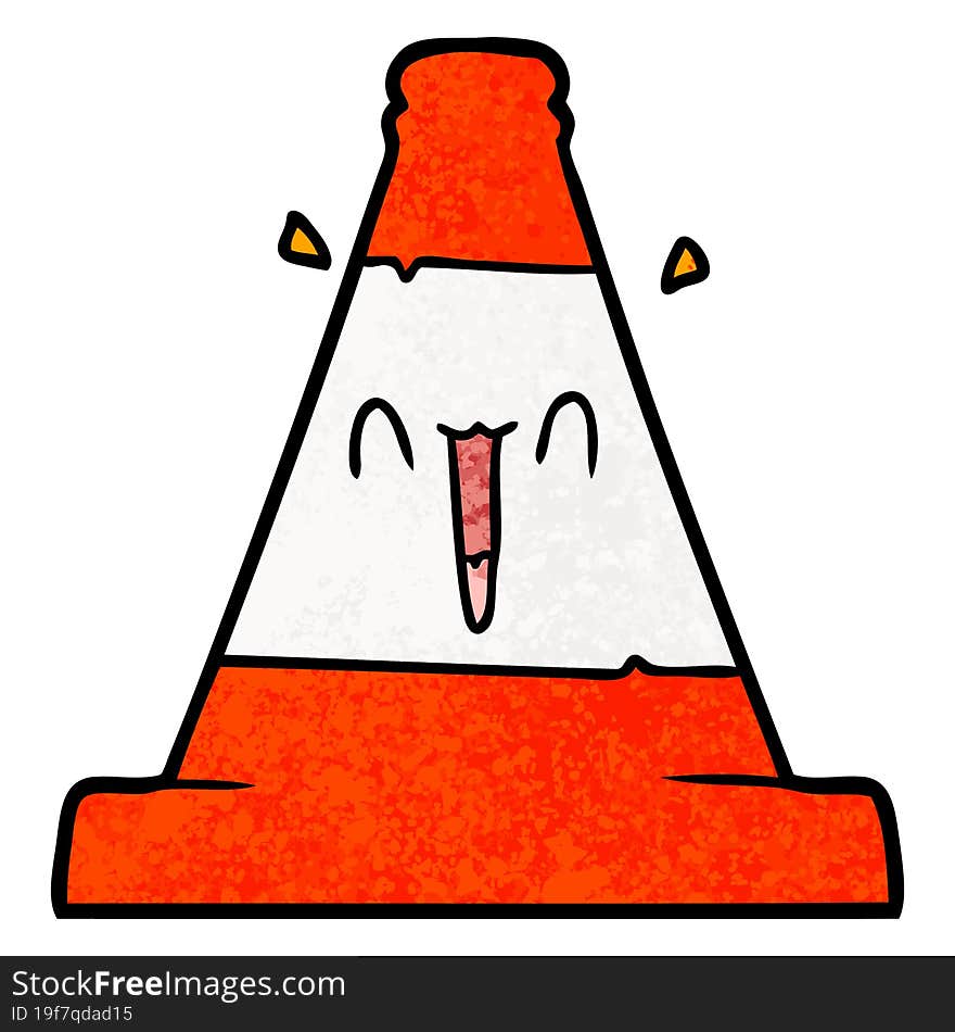 cartoon road traffic cone. cartoon road traffic cone