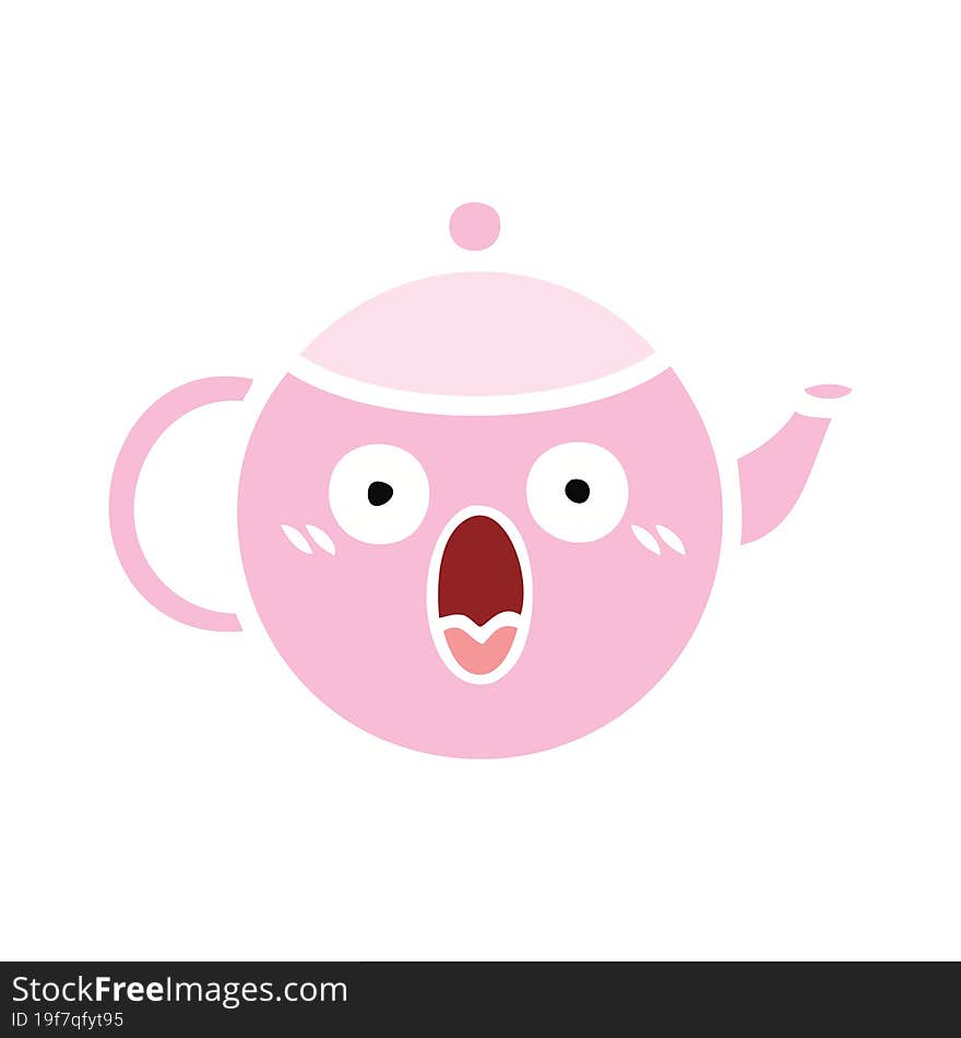 flat color retro cartoon teapot