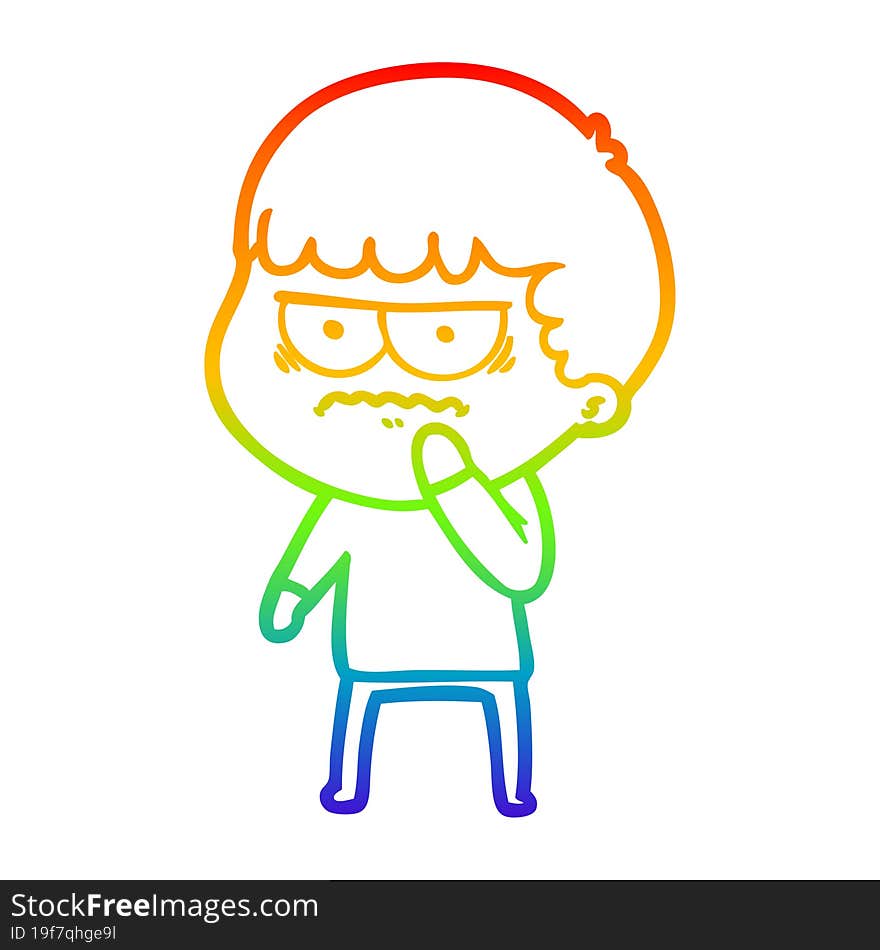 rainbow gradient line drawing cartoon annoyed man