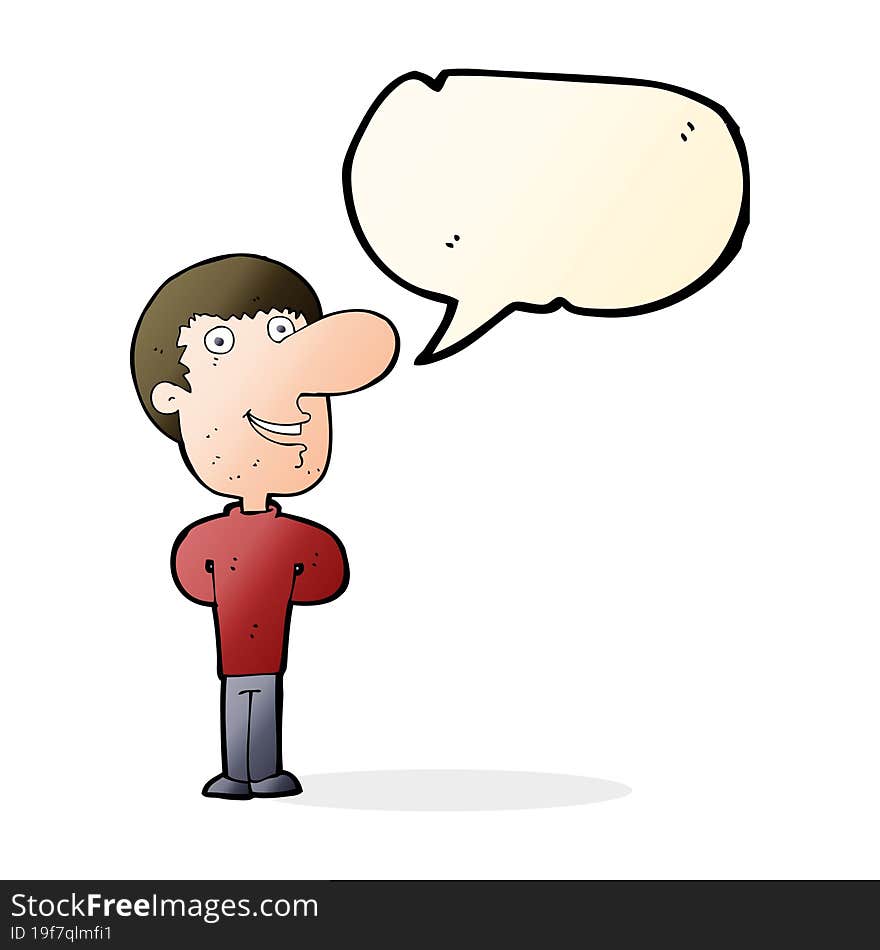 cartoon happy man with speech bubble