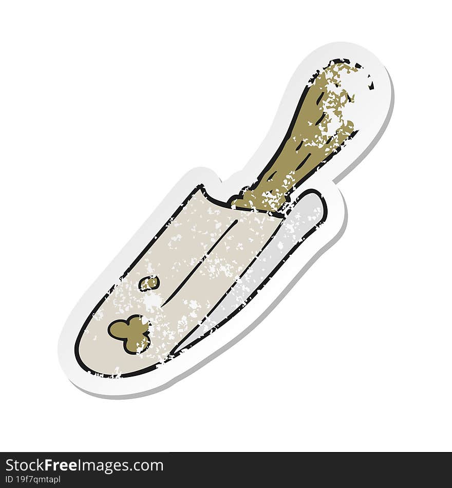 retro distressed sticker of a cartoon shovel