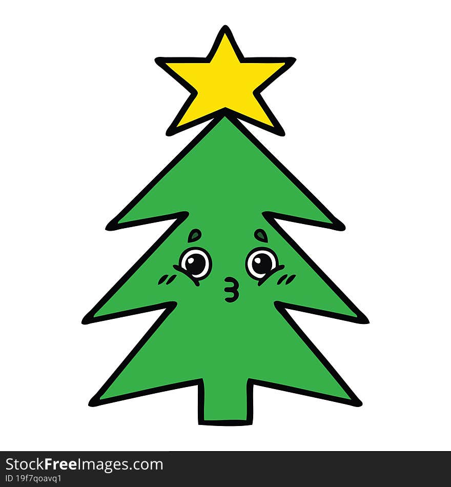 cute cartoon of a christmas tree. cute cartoon of a christmas tree