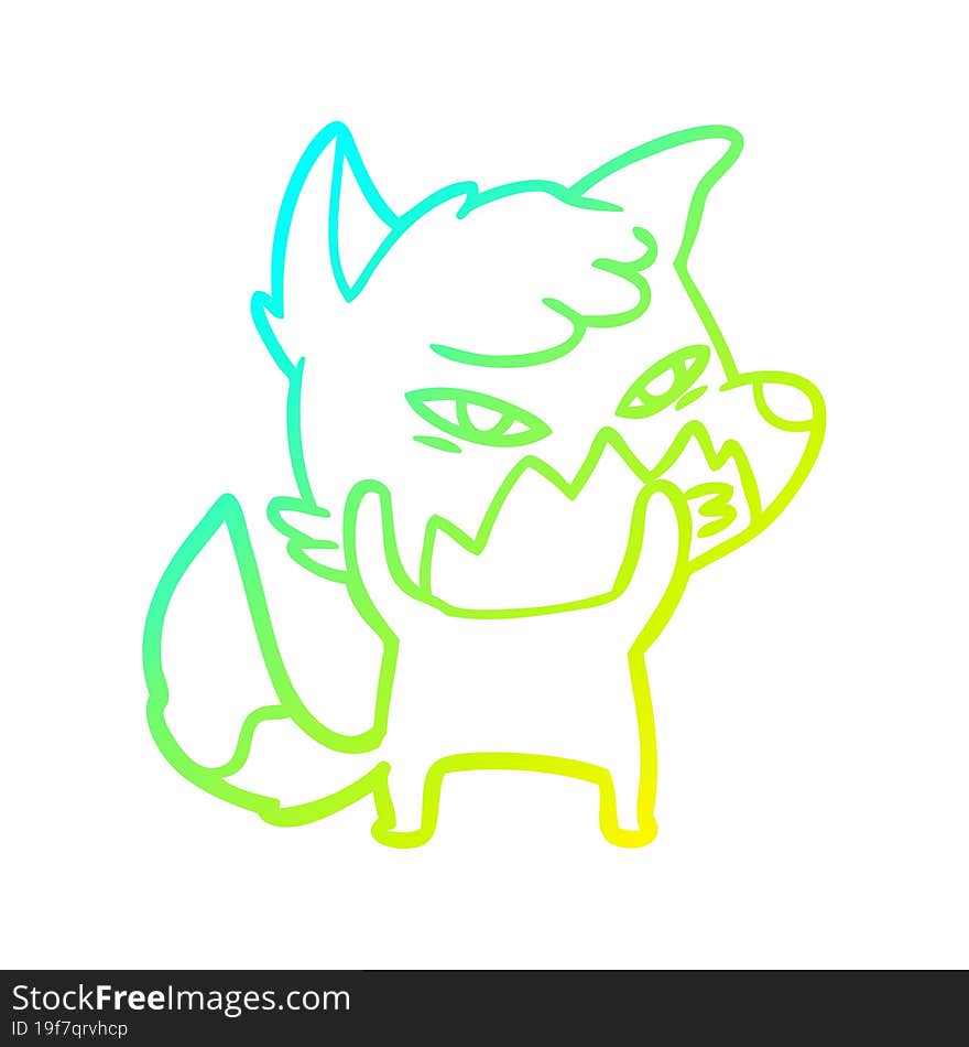 cold gradient line drawing clever cartoon fox