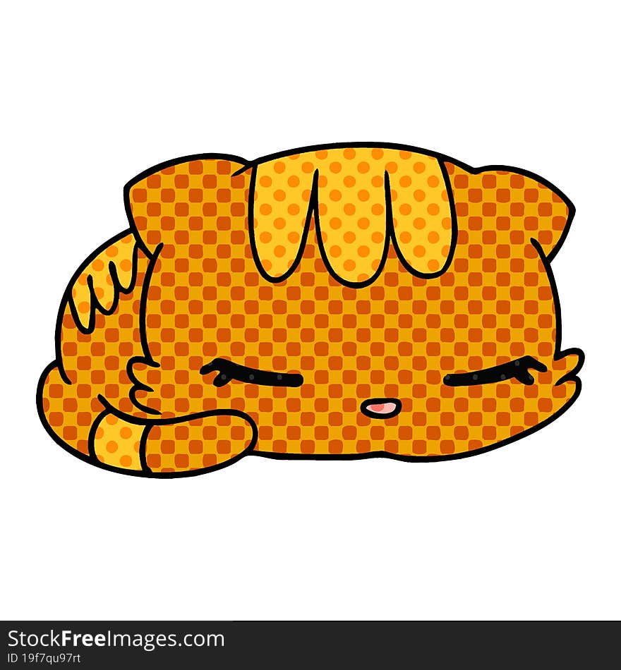 cartoon kawaii cute sleeping kitten