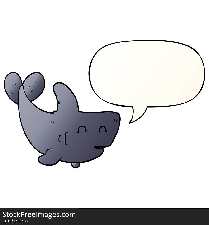 cartoon shark and speech bubble in smooth gradient style