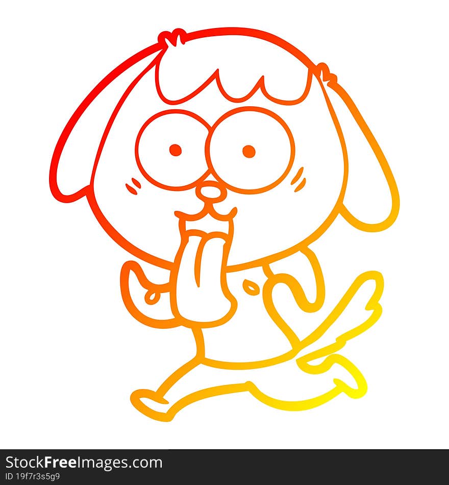 Warm Gradient Line Drawing Cute Cartoon Dog