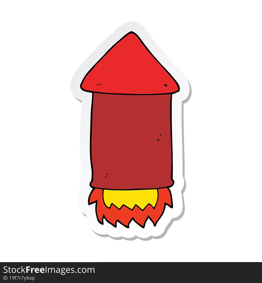 sticker of a cartoon rocket