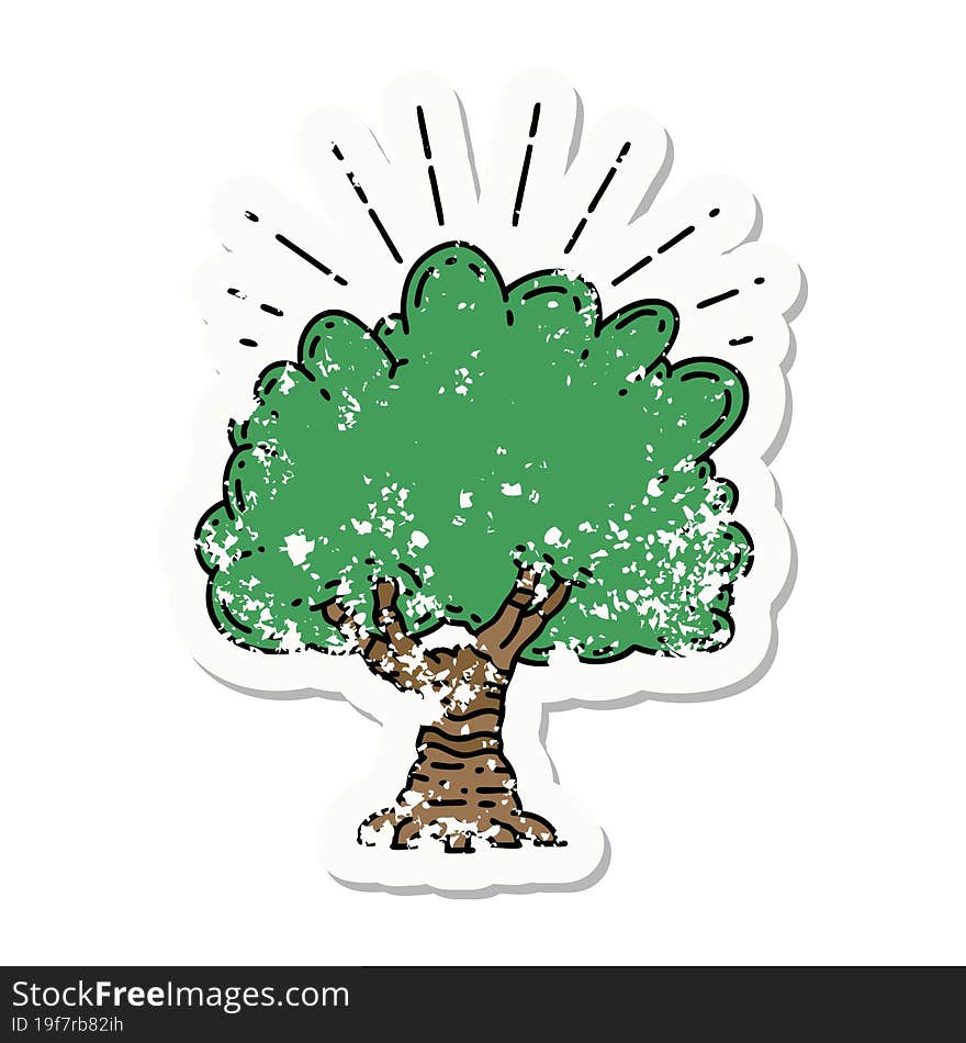 grunge sticker of tattoo style tree