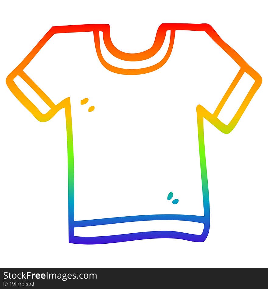 rainbow gradient line drawing of a cartoon tee shirt