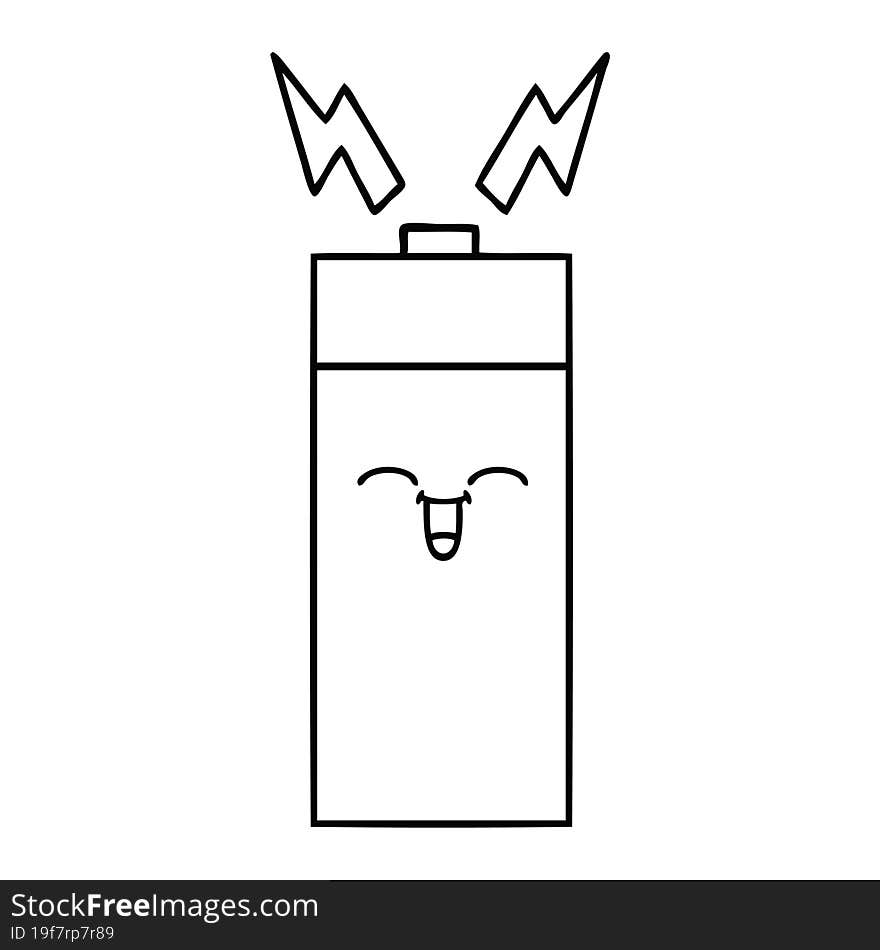 line drawing cartoon battery