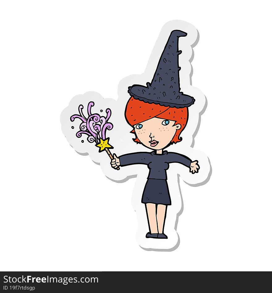 sticker of a cartoon halloween witch