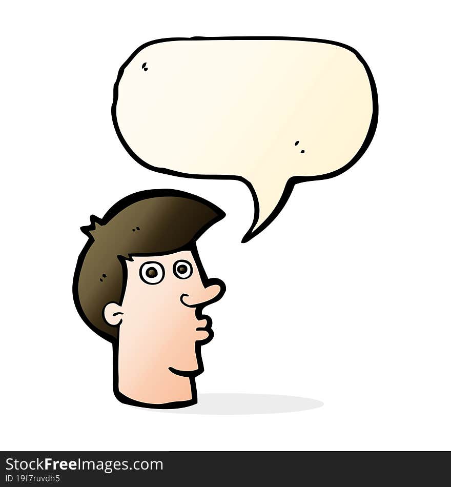 Cartoon Confused Man With Speech Bubble