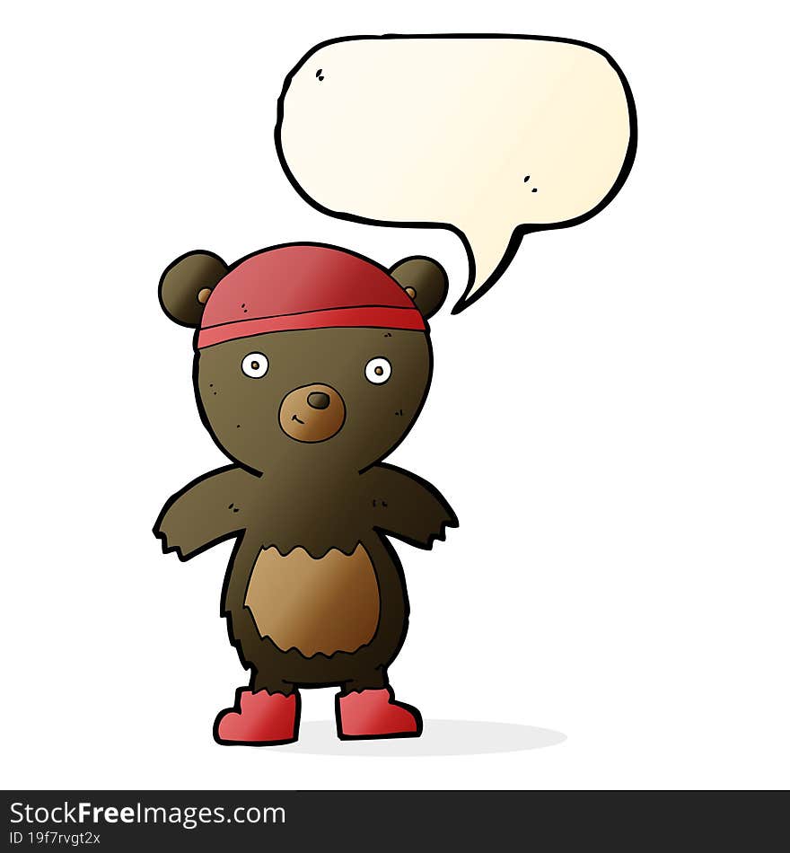 Cartoon Cute Black Bear With Speech Bubble