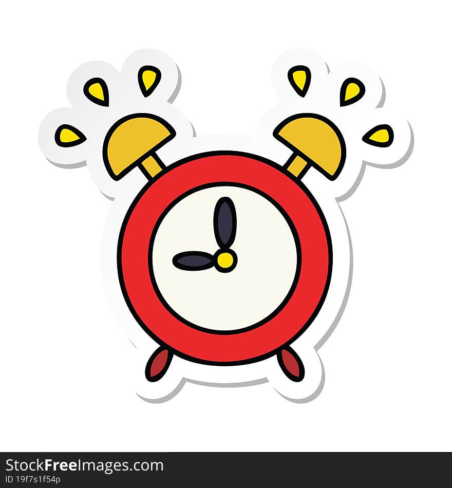 sticker of a cute cartoon ringing alarm clock