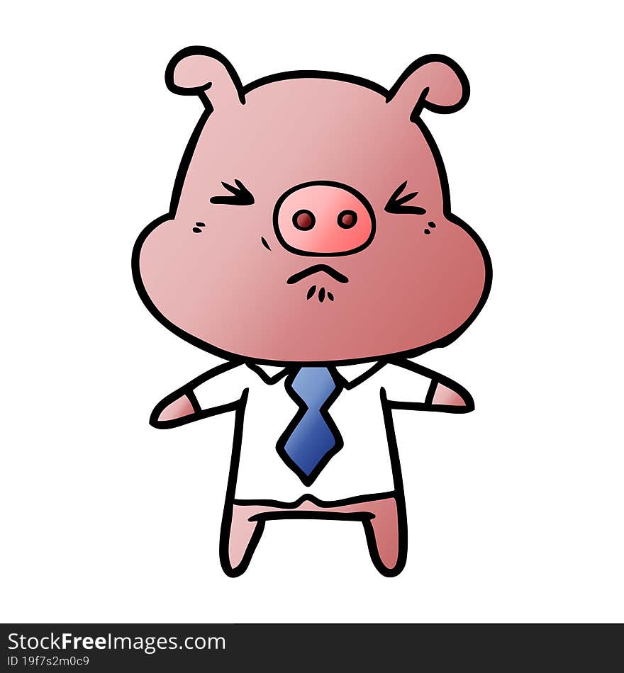 cartoon angry pig in shirt and tie. cartoon angry pig in shirt and tie