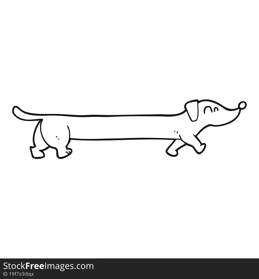 Black And White Cartoon Dachshund