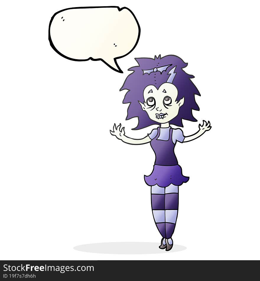 freehand drawn speech bubble cartoon vampire girl