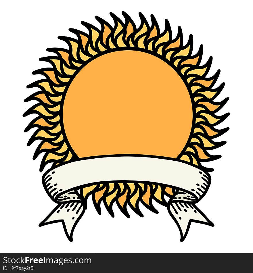 tattoo with banner of a sun