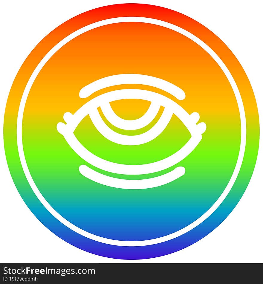 eye symbol circular in rainbow spectrum