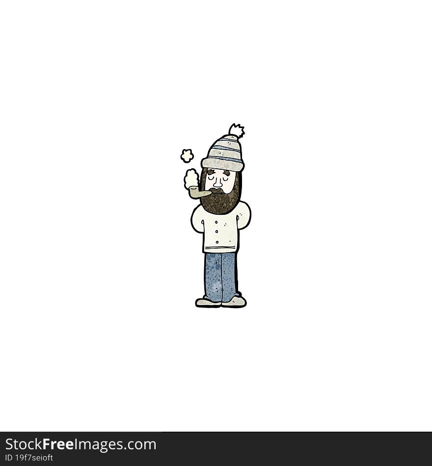 cartoon man with beard smoking pipe