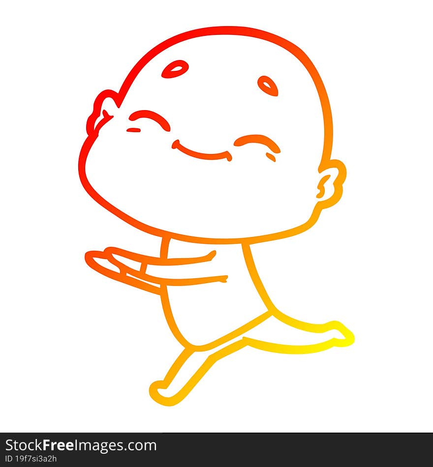 warm gradient line drawing happy cartoon bald man