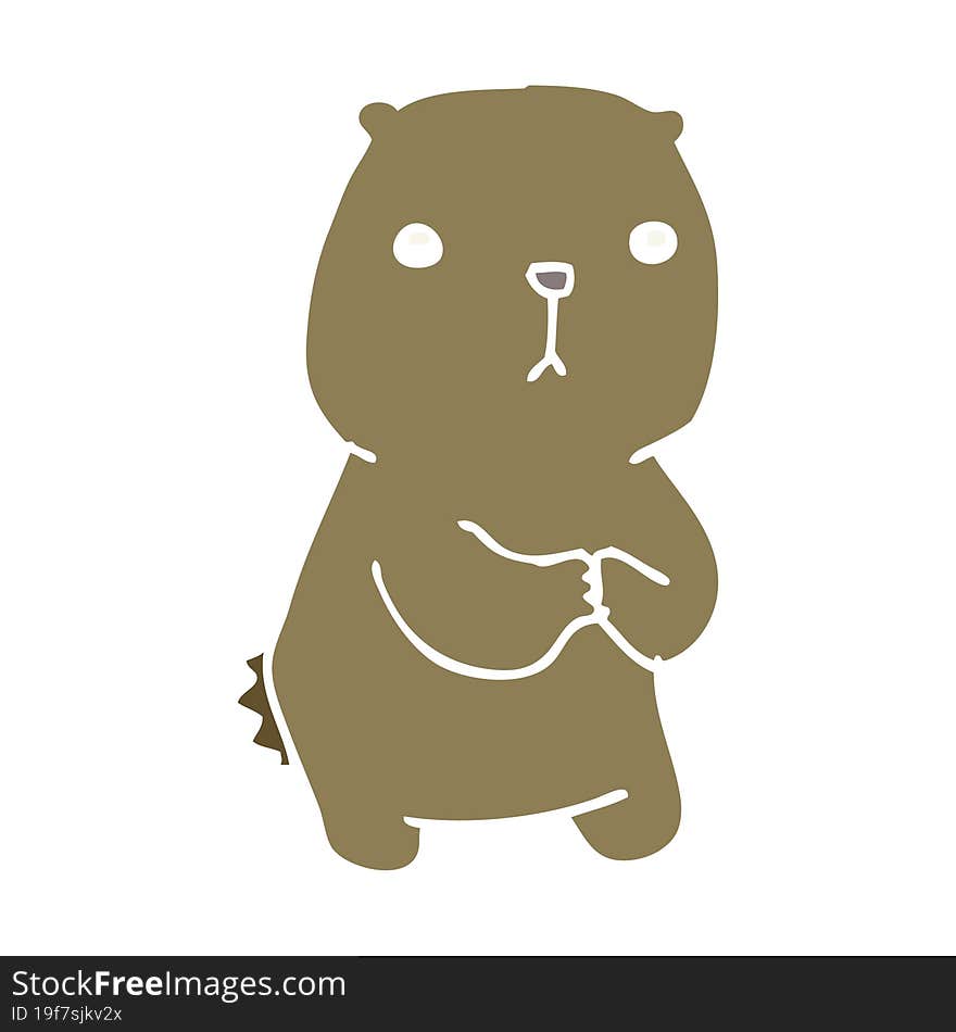 flat color style cartoon worried bear