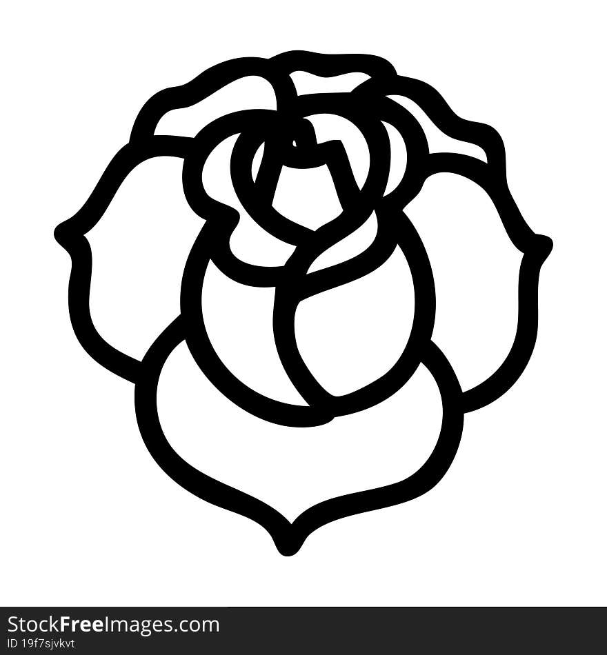 black line tattoo of a flower