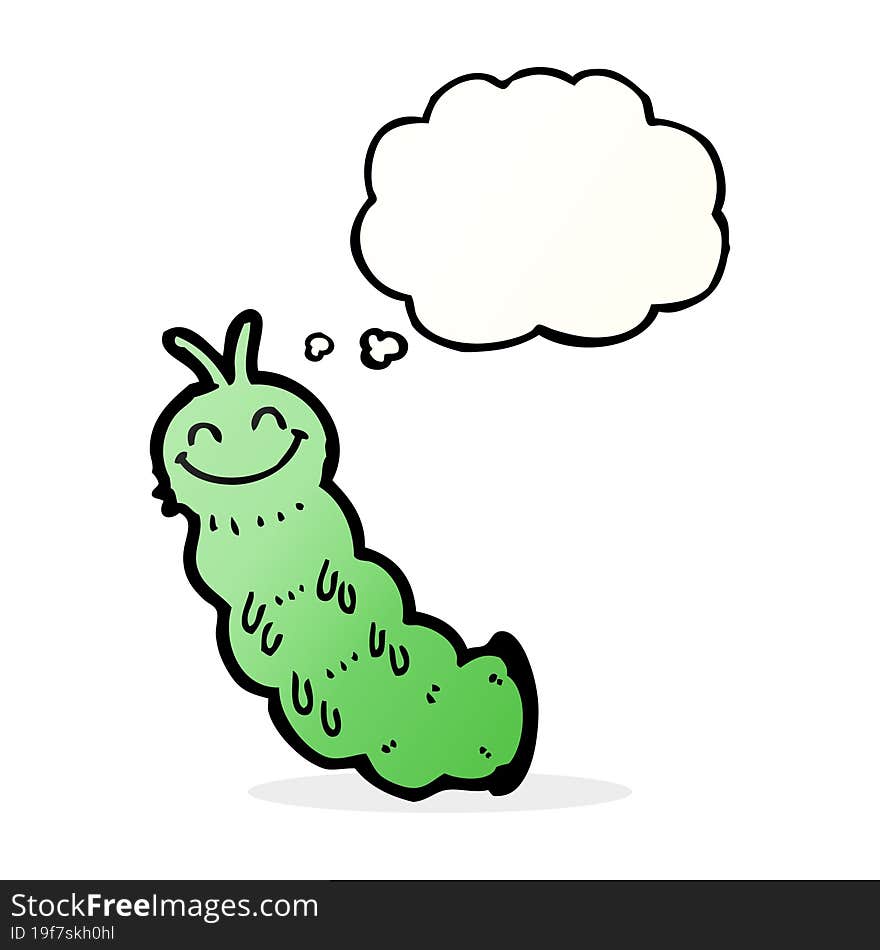 Cartoon Caterpillar With Thought Bubble