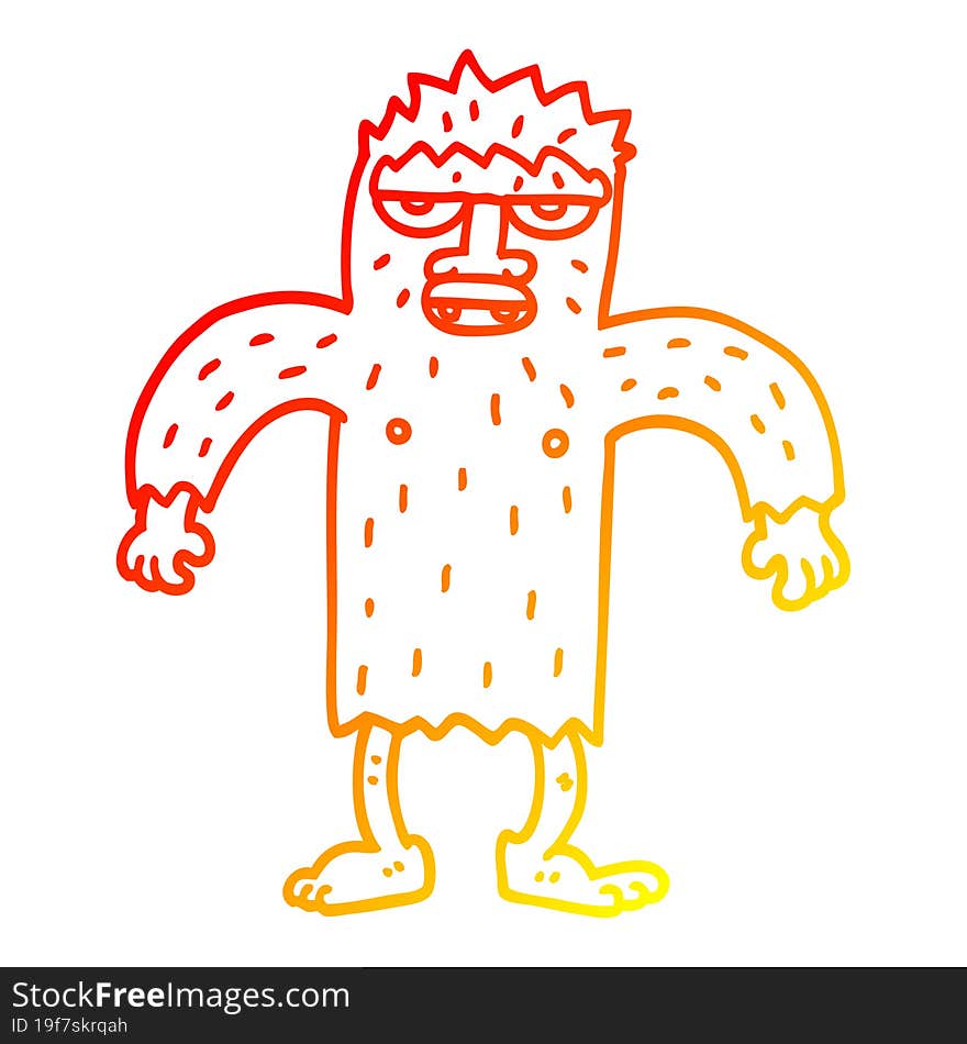 warm gradient line drawing cartoon yeti monster