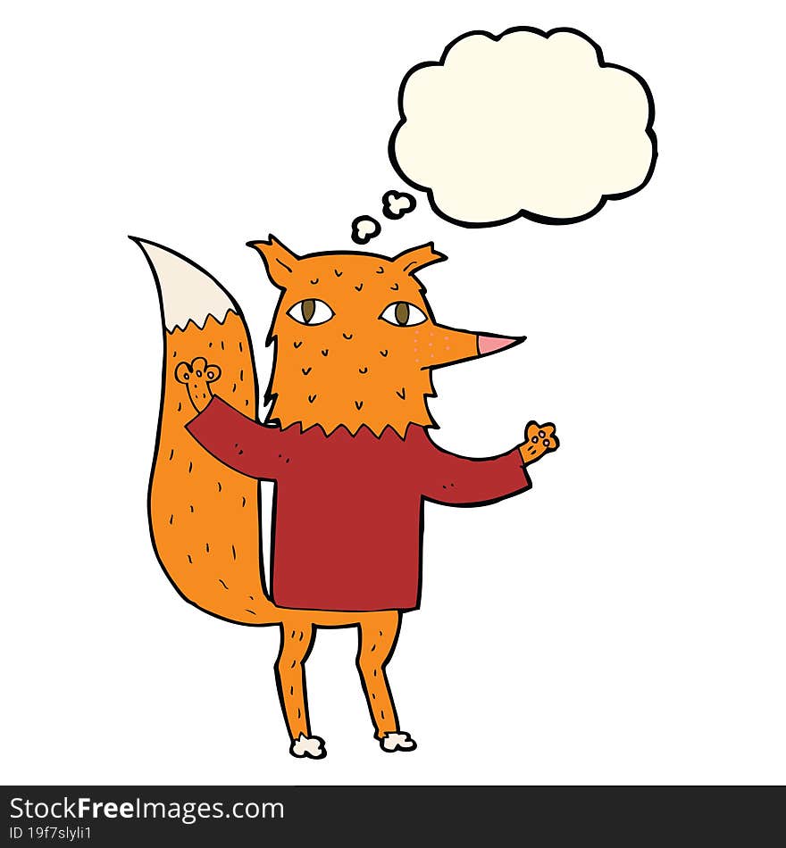 cartoon fox with thought bubble