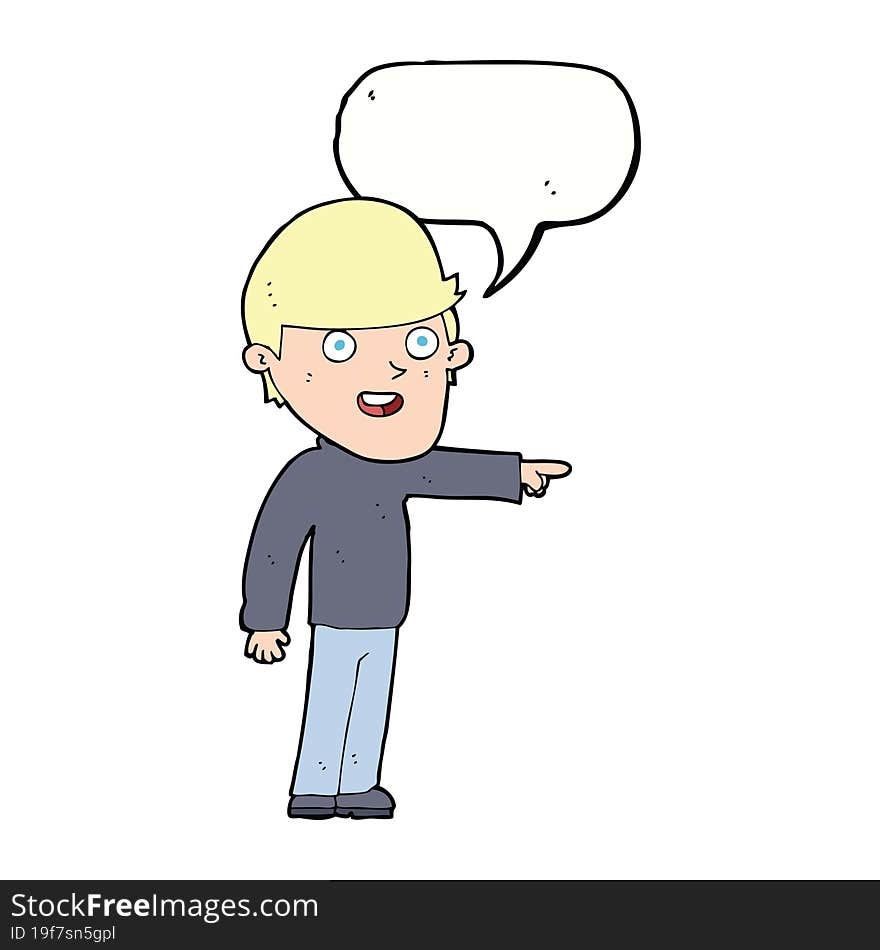 Cartoon Pointing Man With Speech Bubble