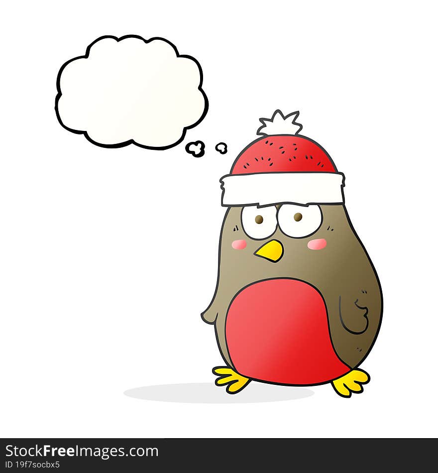 Thought Bubble Cartoon Christmas Robin