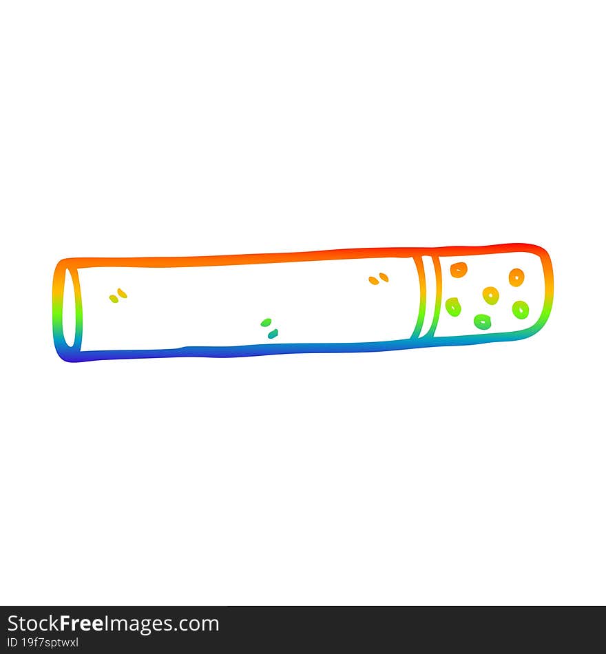 rainbow gradient line drawing cartoon cigarette