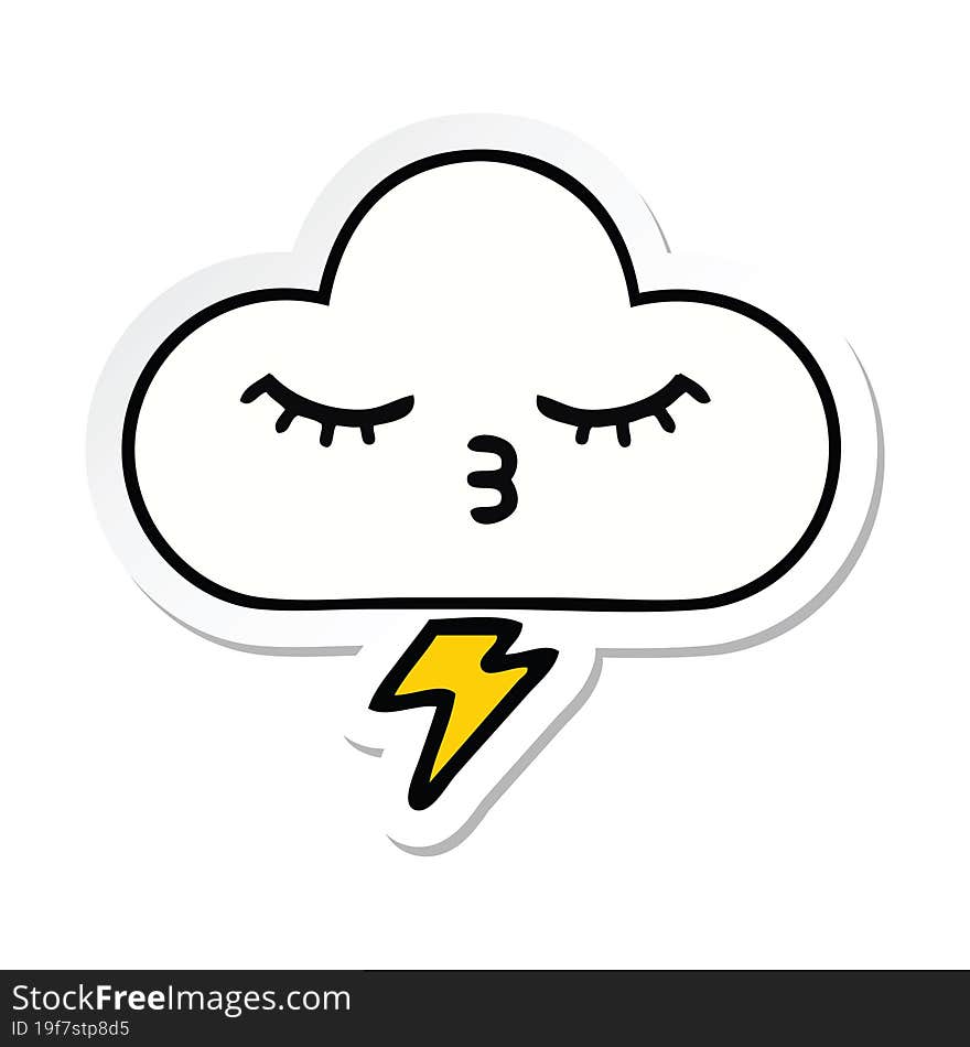 sticker of a cute cartoon thunder cloud