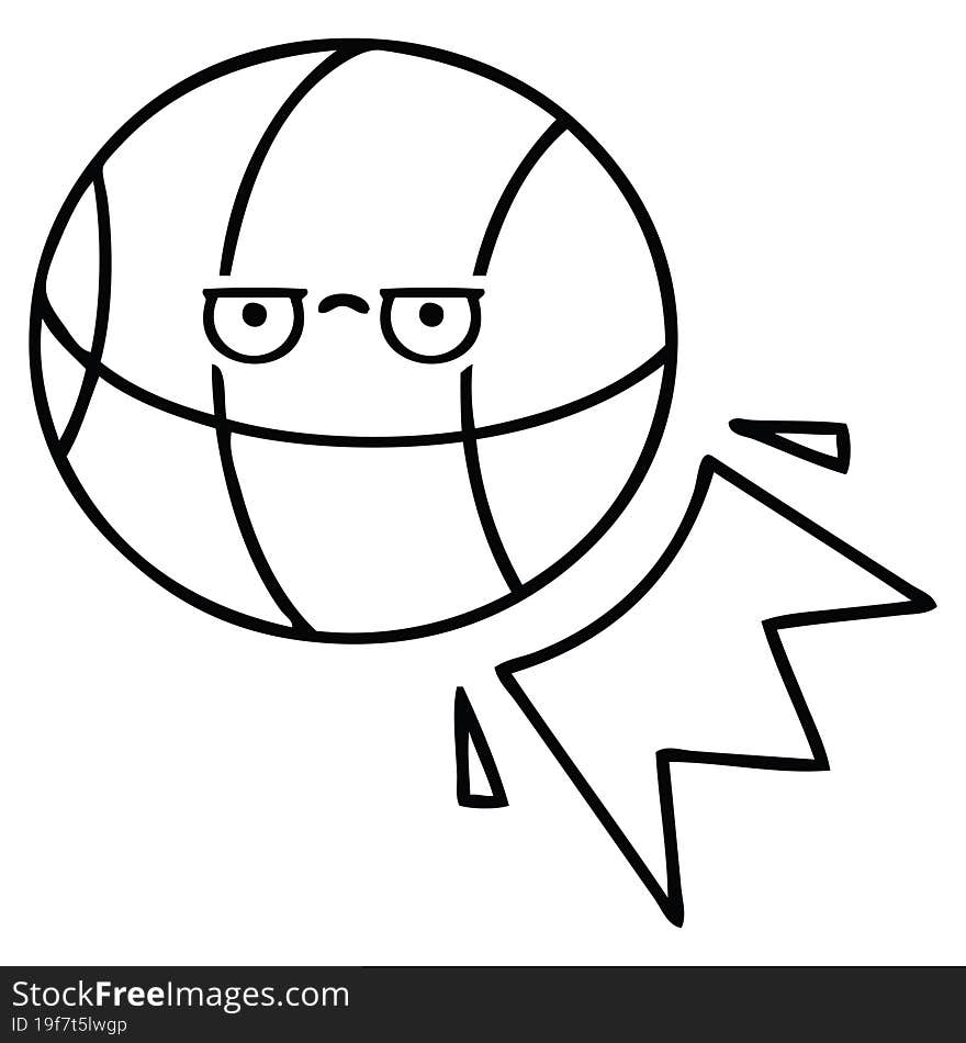 line drawing cartoon basketball