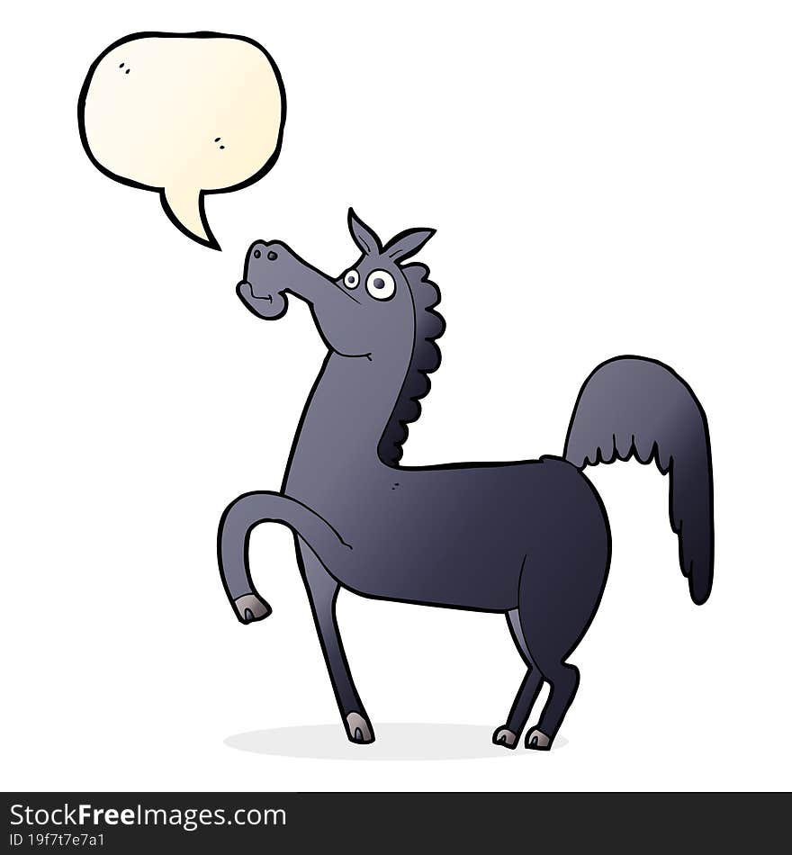 funny cartoon horse with speech bubble