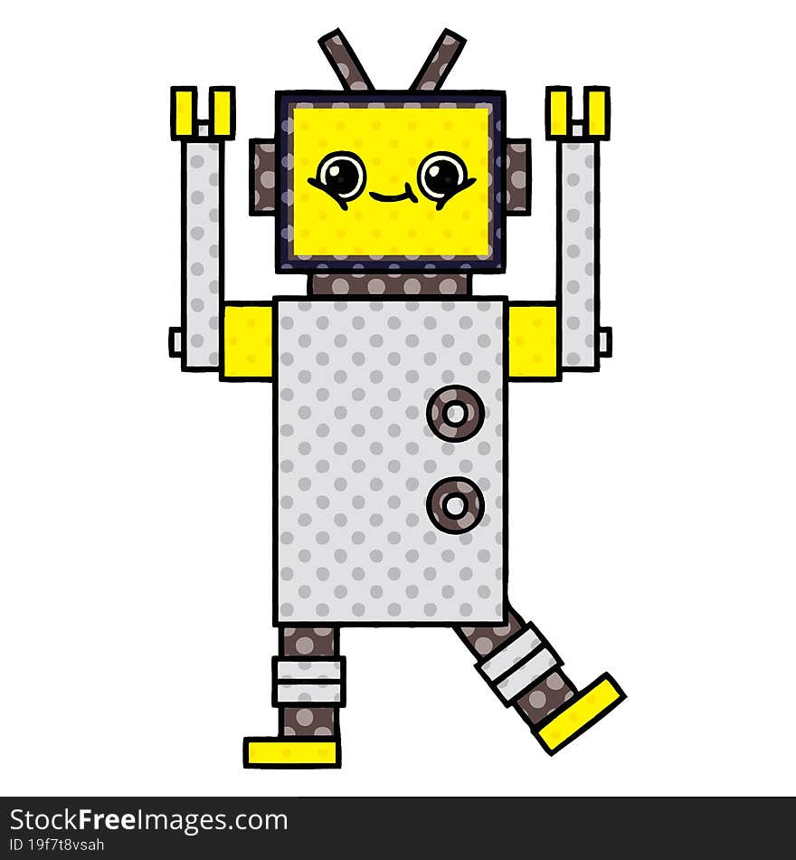 comic book style cartoon robot