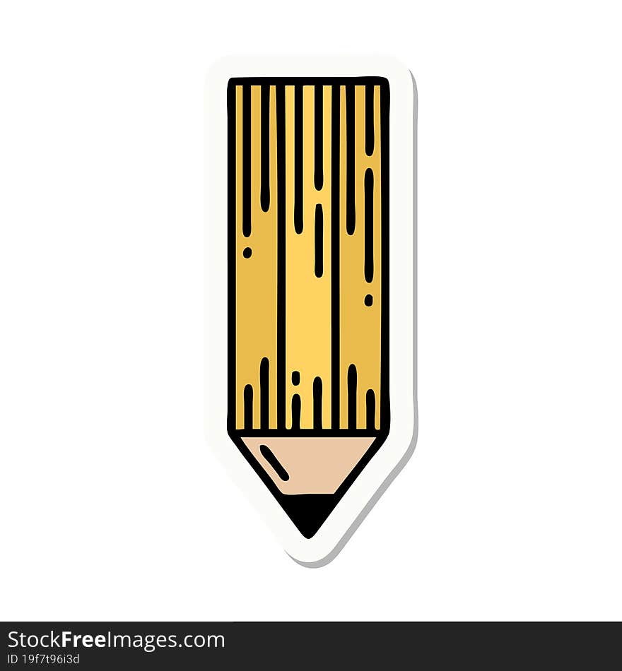 tattoo style sticker of a pencil