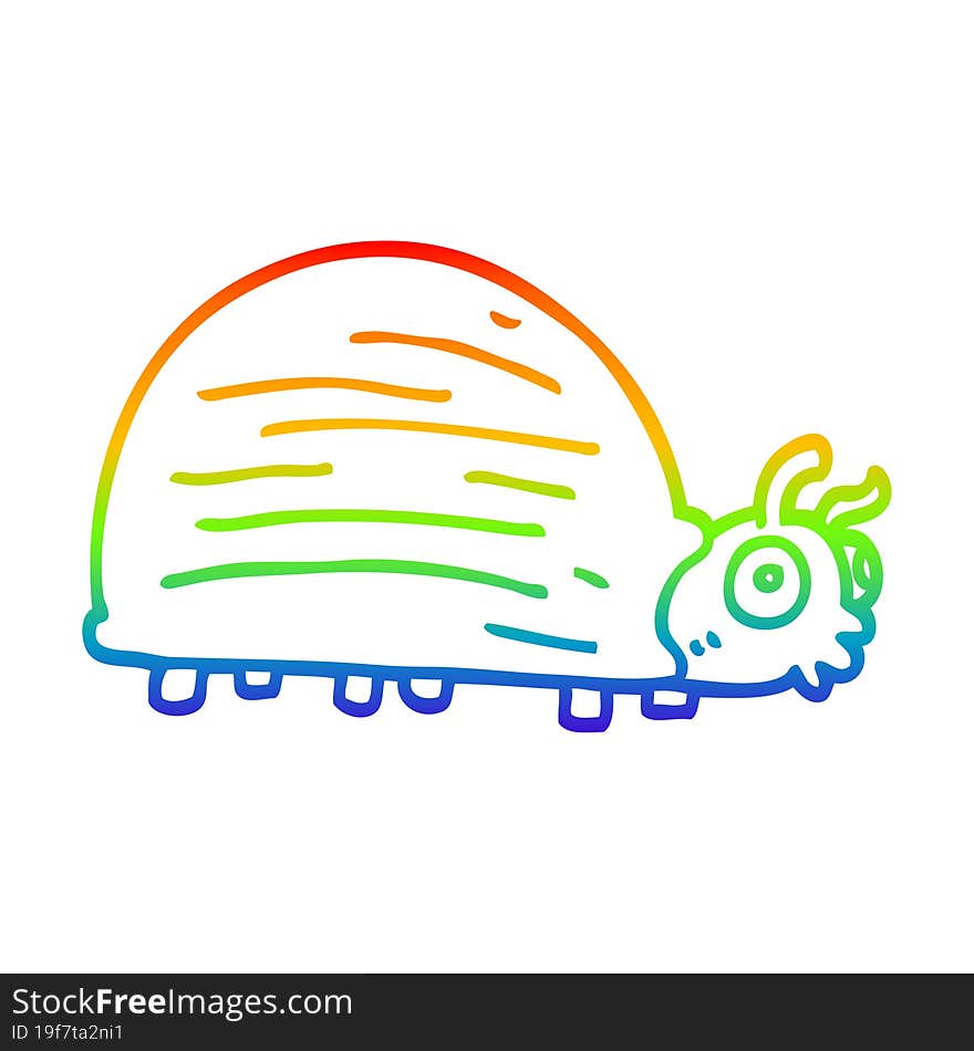 rainbow gradient line drawing of a cartoon huge beetle