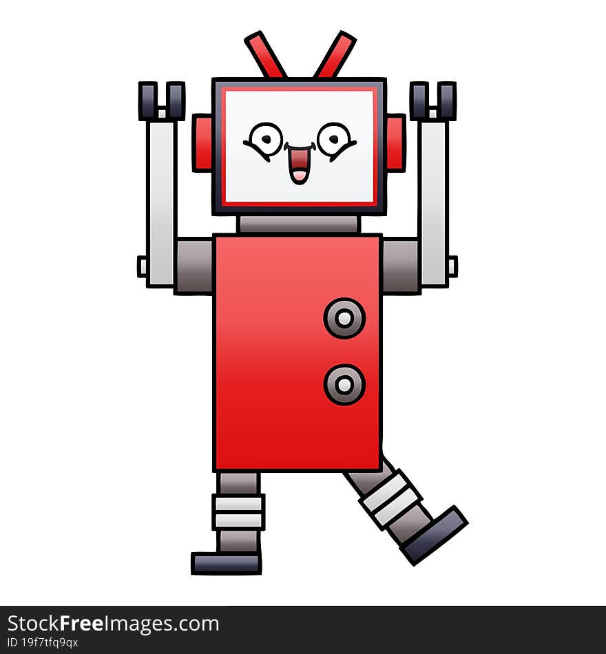 Gradient Shaded Cartoon Happy Robot