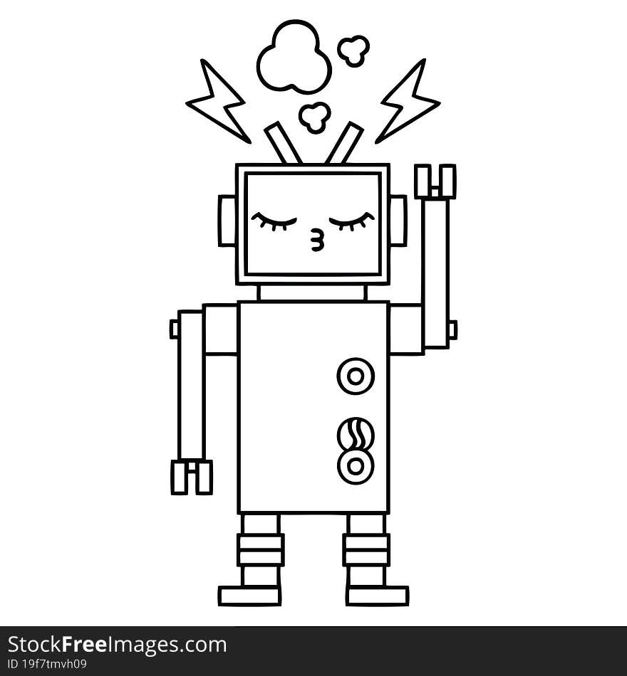 Line Drawing Cartoon Robot