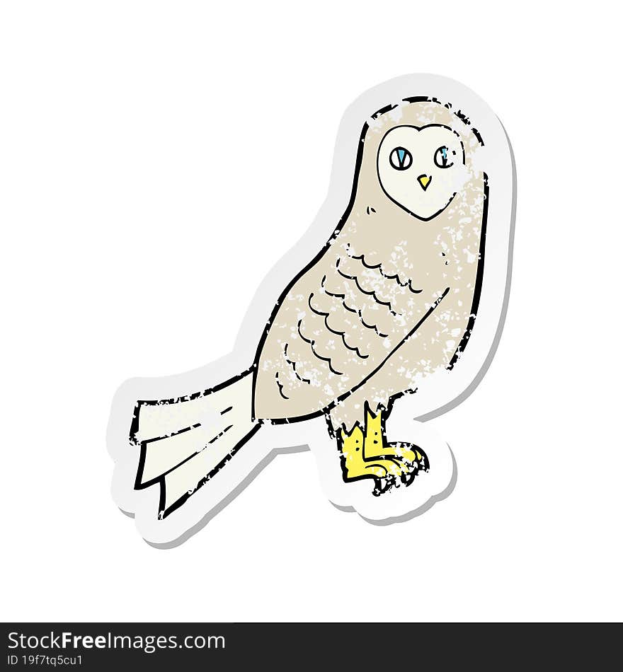 Retro Distressed Sticker Of A Cartoon Owl