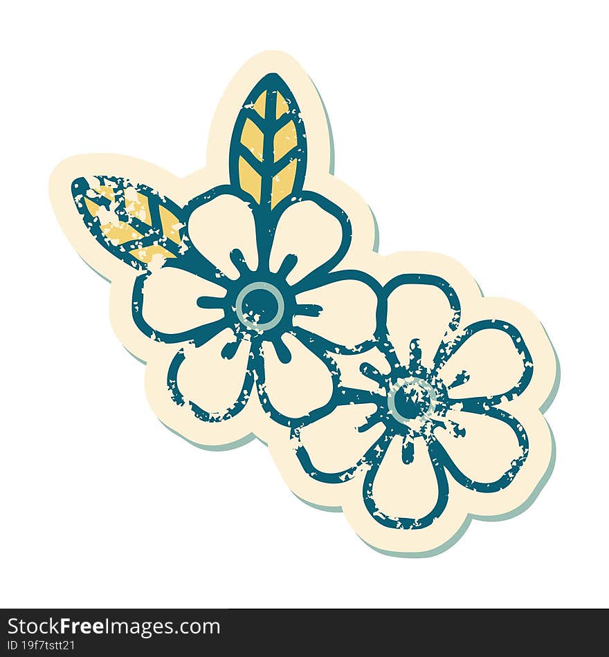 iconic distressed sticker tattoo style image of a flower. iconic distressed sticker tattoo style image of a flower