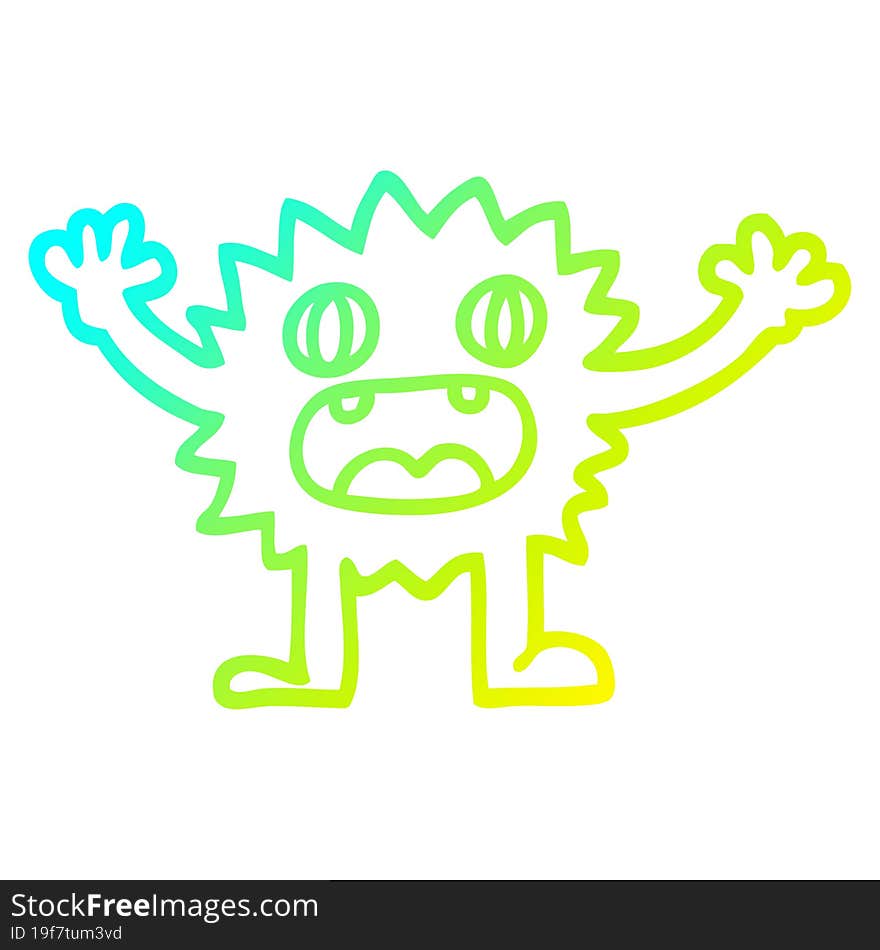 cold gradient line drawing cartoon funny furry monster