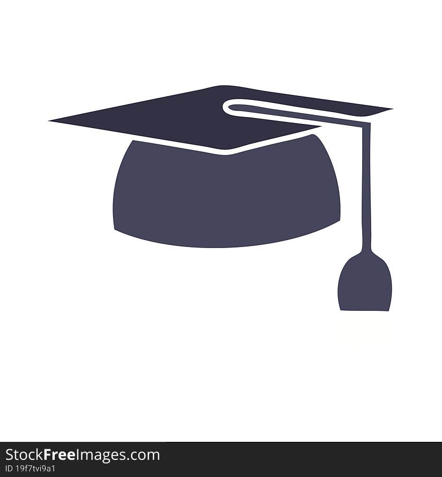 flat color retro cartoon graduation hat