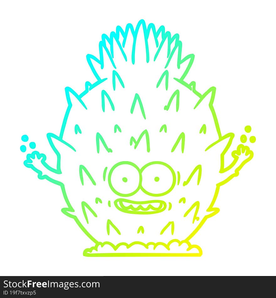 cold gradient line drawing cartoon cactus