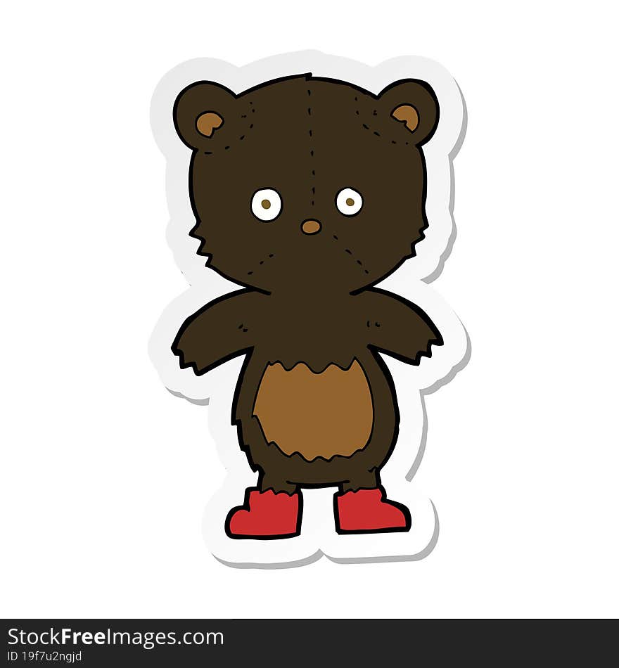 sticker of a cartoon black bear cub