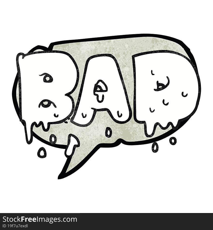 speech bubble textured cartoon word bad