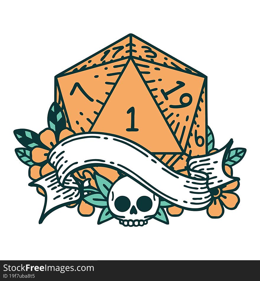 natural one d20 dice roll illustration