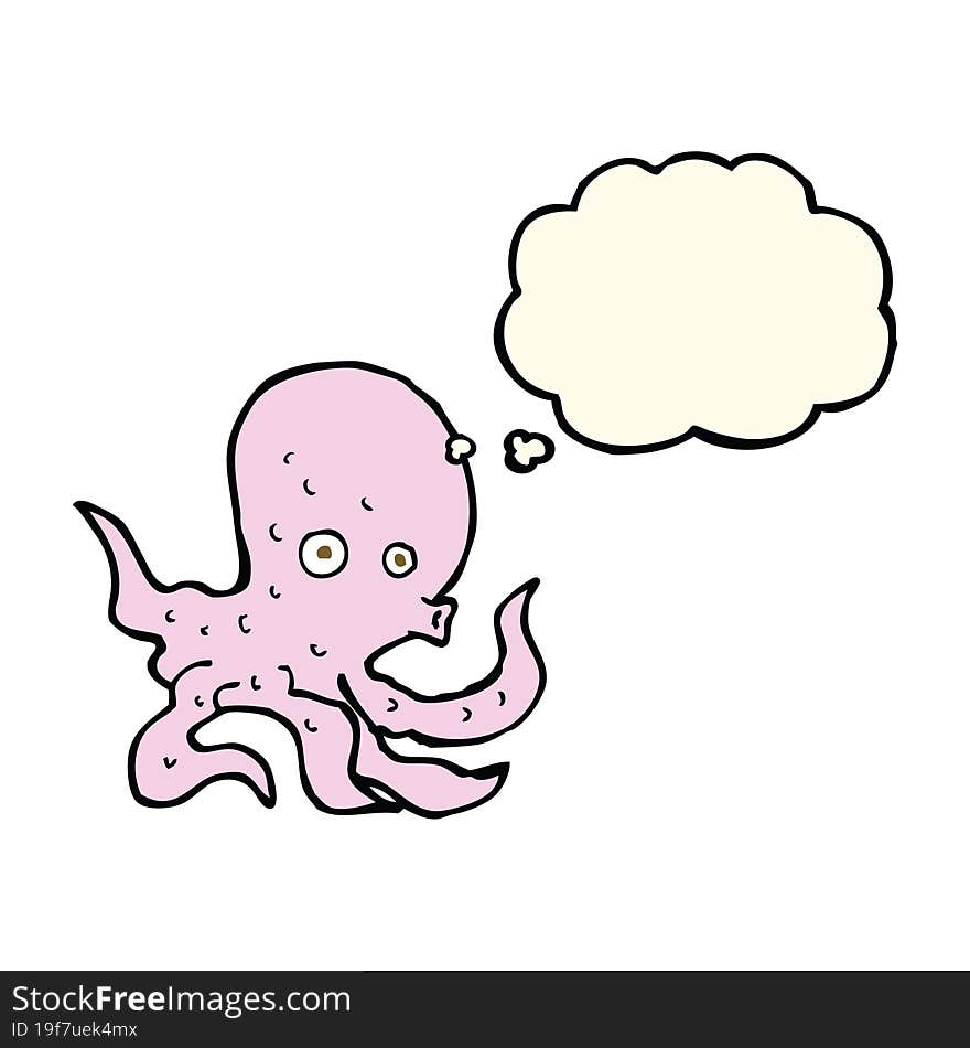 cartoon octopus with thought bubble